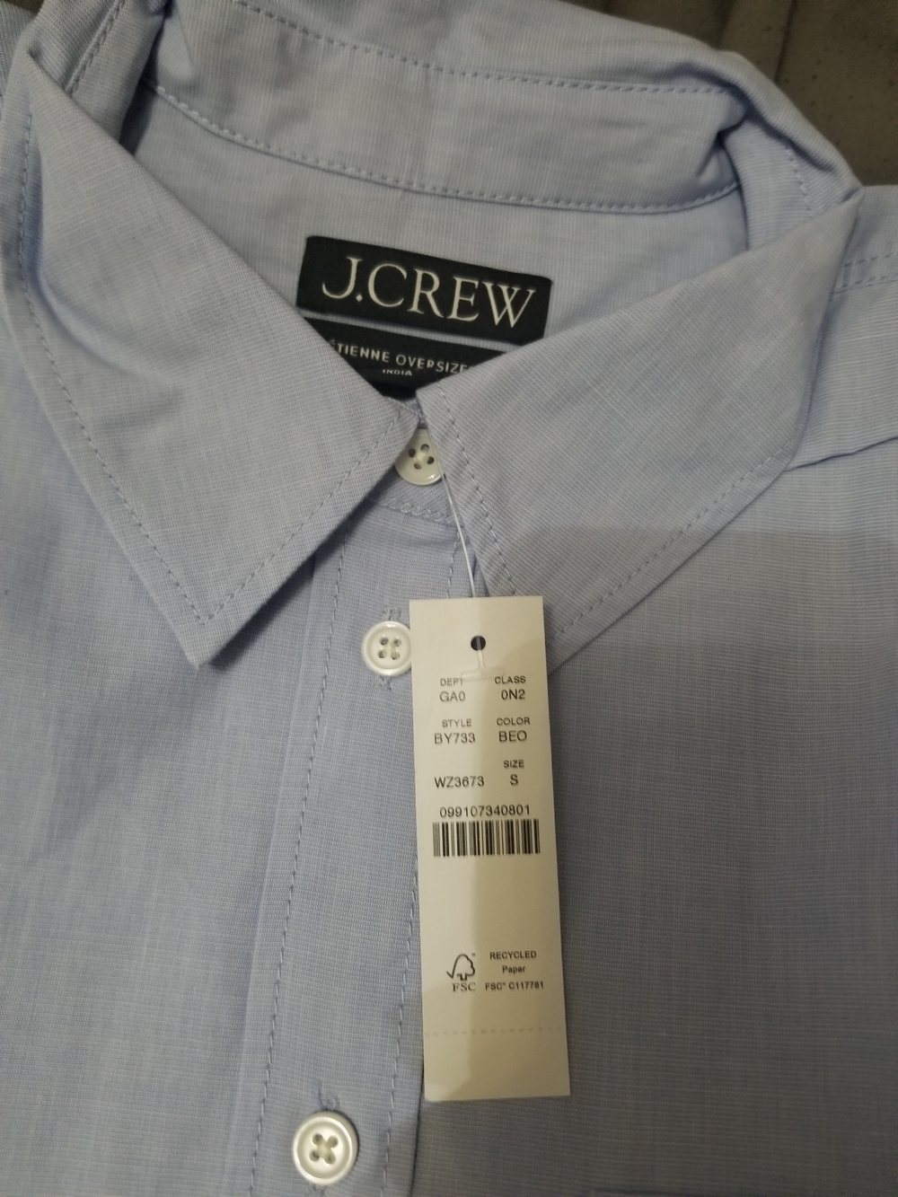 J. Crew Light Blue Men's Dress Shirt - Classic Point Collar